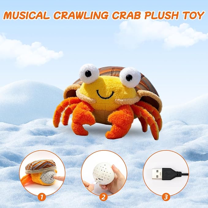 Baby Crawling Toys 12-18 Months - Musical Crawling Crab Plush Toy with 40+ Songs, Recording Features - Dancing Walking Moving Bouncing Learning Toy for 1 Year Old Boy Girl Babies Toddlers