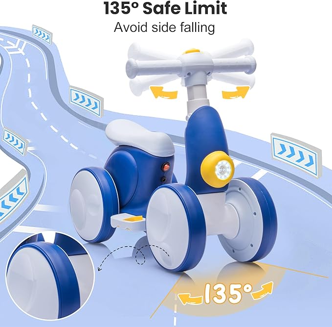 Electric Baby Balance Bike with Bubble Machine for 1 Year Old Boys Girls 4 in 1 Toddler Balance Bike 12-48 Month Kids Bubble Bike Ride Toys First Birthday Gift with Powered Motor,Music,LED Lights