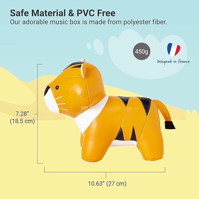 Little Big Friends Musical Baby Toy – Soft Plush Pull-String Cord Classical Toy for Baby & Toddlers | Soothing Stuffed Cuddly Animal Gift | Tim The Tiger