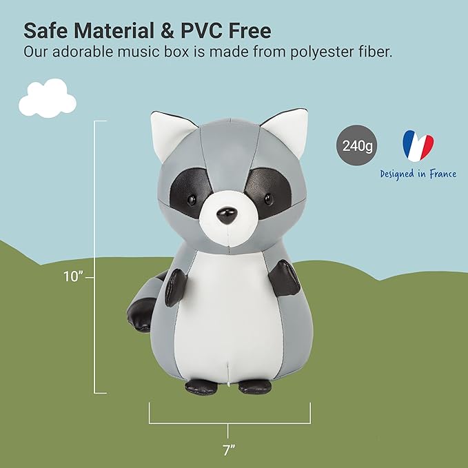 Little Big Friends Musical Baby Toy – Soft Plush Pull-String Cord Classical Toy for Baby & Toddlers | Soothing Stuffed Cuddly Animal Gift | Denver The Raccoon