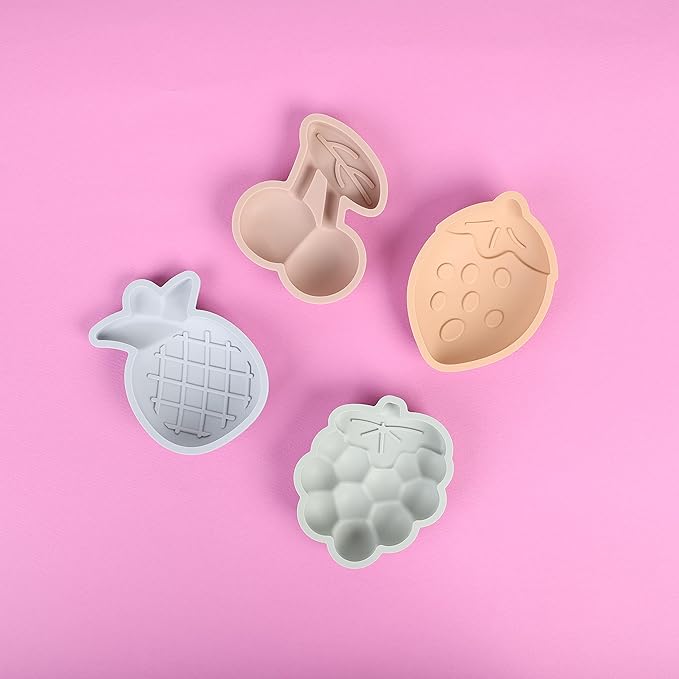 BLUE GINKGO Toddler Gardening Tools - Silicone Beach Toys, Garden Toys for Toddlers | Kids Shovel and Rake Set, Watering Can, Sand Molds | Outdoor Baby Gardening Set (Sand Pink)