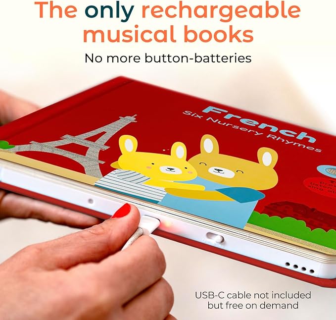 Cali's Books French Nursery Rhymes | New Rechargeable Sound Books | Sound Book for Toddlers 1-3 | Bilingual Books for 1 Year Old | | French Baby Book