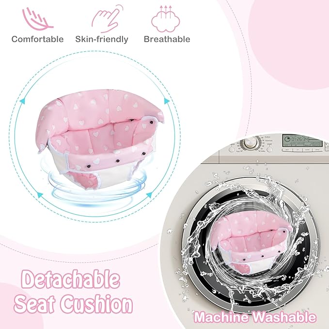 HONEY JOY Baby Walker, 6-in-1 Foldable Baby Walker and Bouncer Combo, Infant Activity Walker with Wheels, Adjustable Heights, Rocker, Music, Lights, Walker for Baby Boy Girl 7-14 Months