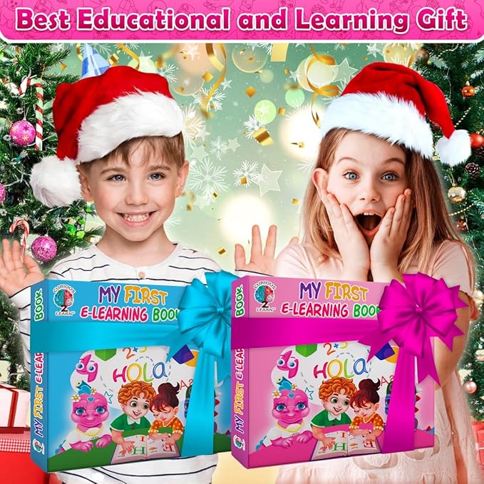 ABC Learning Sound Book for Toddlers 3–5 – Interactive Busy Book with English & Spanish, Alphabet, Counting, Music & Tracing Activities, Montessori Educational Toy, Holiday for Kids