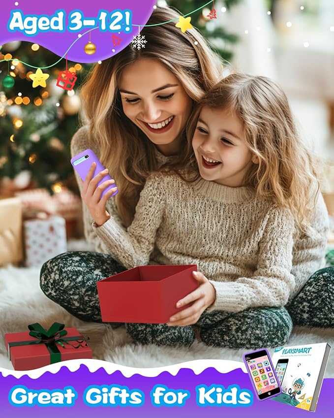 MOMILLA Kids Toys Smart Phone, Christmas Birthday Gifts for Girls Grandkids, 3.97" Kids Phone, 16 GB Mini Play Cell Phone, Toddler Toys for Girls Age 3 4 5 6 7 8 9 10 Years Old (Front Camera Only)