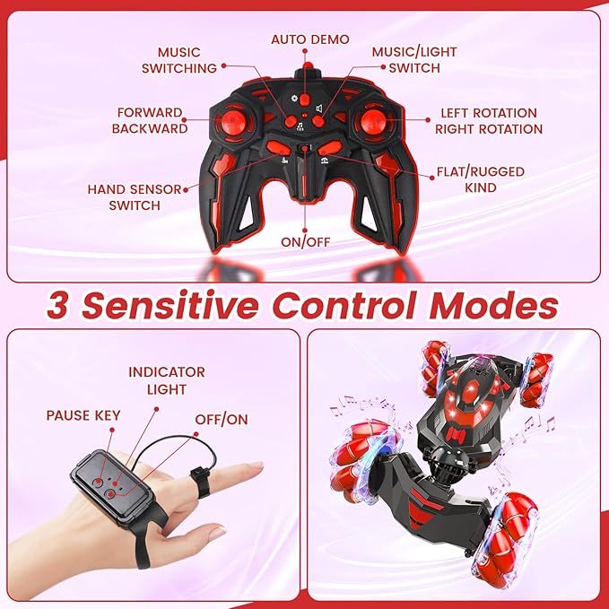Gesture Sensing RC Stunt Car,Remote Control Car Toys for Ages 5-13,Drift Cars with Lights Music,4WD 360° Spins All Terrains Kids Toys RC Cars, 8-12 Best Birthday Gift for Kids