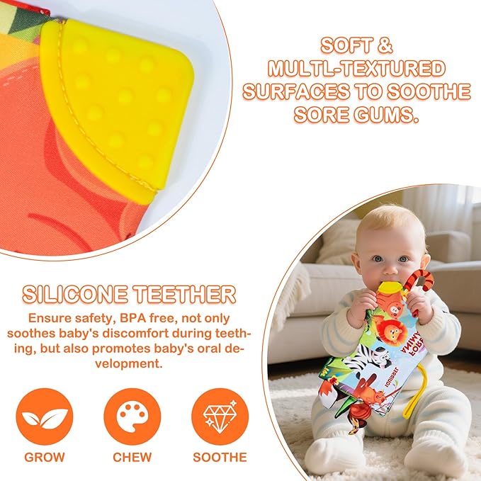 Baby Books 0-6 Months,Crinkle Books for Babies,Infant Tummy Time Toy High Contrast Sensory Book for Babies,Touch Feel Book for Newborn 0-6-6-12 Months Early Learning Toy