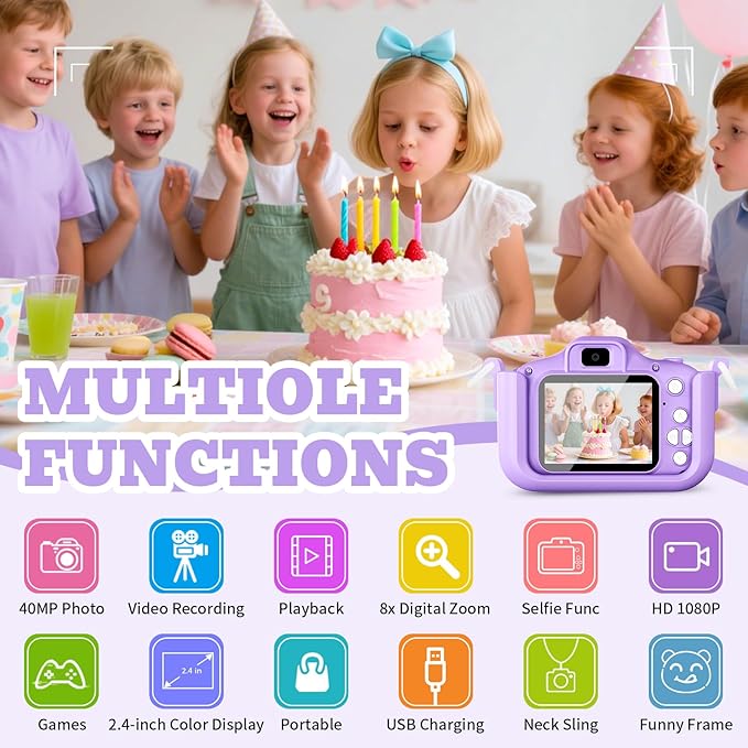 Kids Camera for Girls Boys Christmas Birthday Festival Gift for Kids,Digital Camera for Toddlers Toys for 3 4 5 6 7 8 9 10 11 12 Year Old