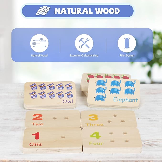 Montessori Wooden Number Blocks and Counting Peg Boards: Educational Math Manipulatives for Toddlers and Kindergarteners Learning Numbers and Math Concepts