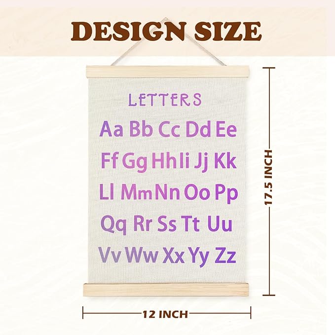 Supwhd Classroom Wall Decor, Numbers and Alphabet Educational Wall Art Poster, Alphabet ABC Numbers from 1 to 20 Poster Wall Decor for Toddler Kids Room Playroom Classroom, 12x16 Set of 2（Purple）