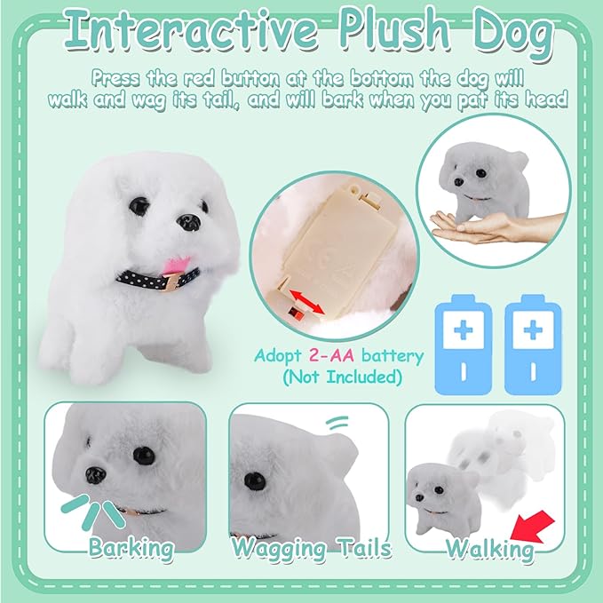 TEUVO Toy Doctor Kit for Girls - Pretend Play Doctor Set with Dog Toy, Carrying Bag & Stethoscope & Dress Up Costume - Toys Doctor Play Gift for Kids Toddlers Ages 1 2 3 4 5 6 7 Year Old for Role Play