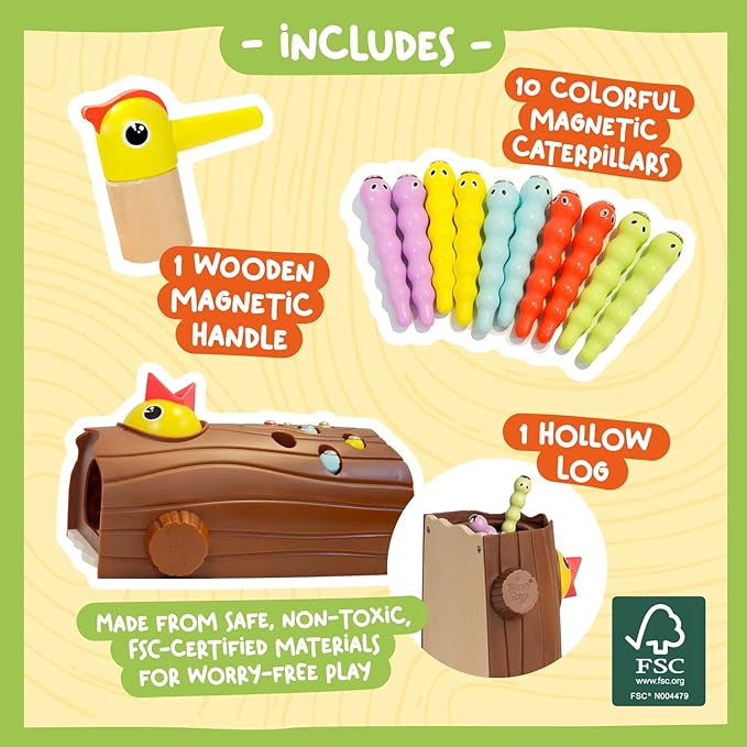 Nene Toys Little Woodpecker – Montessori Magnetic Toy for Toddlers 2-4 – Educational Toy for 2 3 Year Old Kids – Fine Motor Skills Learning Game – Gift Idea for Boys Girls Age 2-3