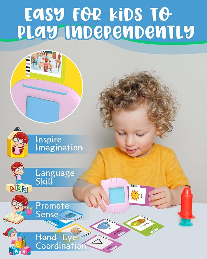 510 Words Toddler Spanish English Talking Flash Cards for 1 2 3 4 5 6 Years Old Boys and Girls, Autism Sensory Therapy Toys for Kids, Leaning Educational Montessori Pocket Speech Christmas Toys 1-3