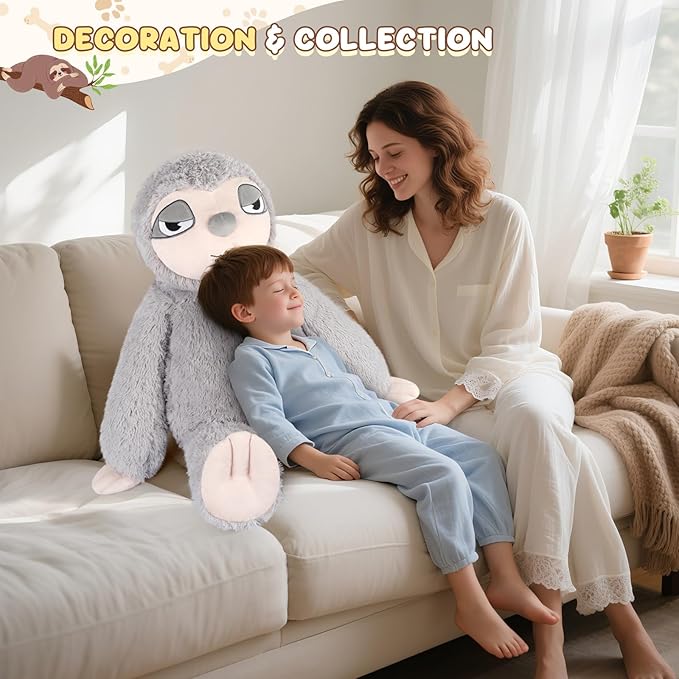 Huge Sloth Stuffed Animal 30", Jumbo Soft Sloth Stuffed Animals, Big Plushies for Stress Relief & Sleep Aid, Cuddly Giant Plush Gifts for Kids Adults