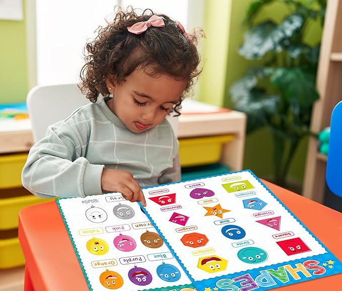 D4DREAM Preschool Posters - 2Pcs Toddler Learning Posters Laminated Shapes Color Poster for Classroom Decoration Pre-K Kindergarten Homeschool Nursery Daycare Essentials for Teacher Supplies