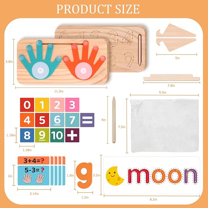Montessori Math & Spelling Learning Toys for Kids 3+ Years -Wooden Number Counting Blocks, ABC Letter Matching Game, Math Manipulatives, Preschool Educational Toys, Homeschool Supplies, Gift for Kids