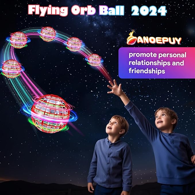 Flying Orb Ball Toys 2024, Hover Boomerang Spinner Fly Ball Toys for Kids Teen Boys Girls, Soaring Hand Controlled Mini Drone Cosmic Globe Spinning Birthday for 6 7 8 9 10 11 12(Red)