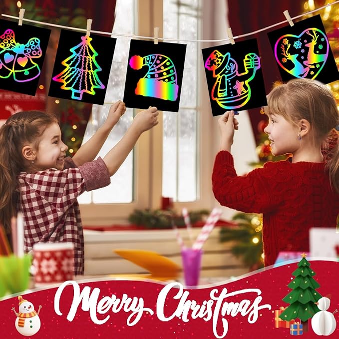 ZMLM Scratch Paper Art Set: 60Pcs Magic Drawing Art Craft Kid Scratch Paper Supplies Toddler Preschool Learning Toys for Age 3 4 5 6 7 8 Girls Boys Birthday Activities Party Favors