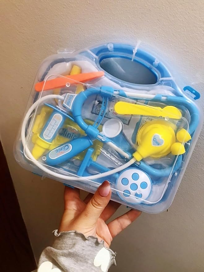 Toddler Doctor Kit - 12 Pieces & Carry Case - Dr Pretend Play Medical Toys, Kids Doctors Play Set for 3-5 6-8 Year Old Boy (Blue)