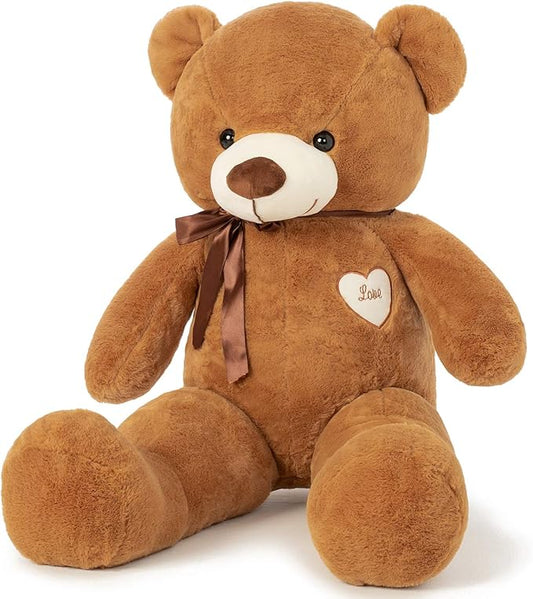 Big Teddy Bear Stuffed Animal 31.5 Inch Giant Large Plush Soft Toy with Love Heart for Kids Girlfriend Brown