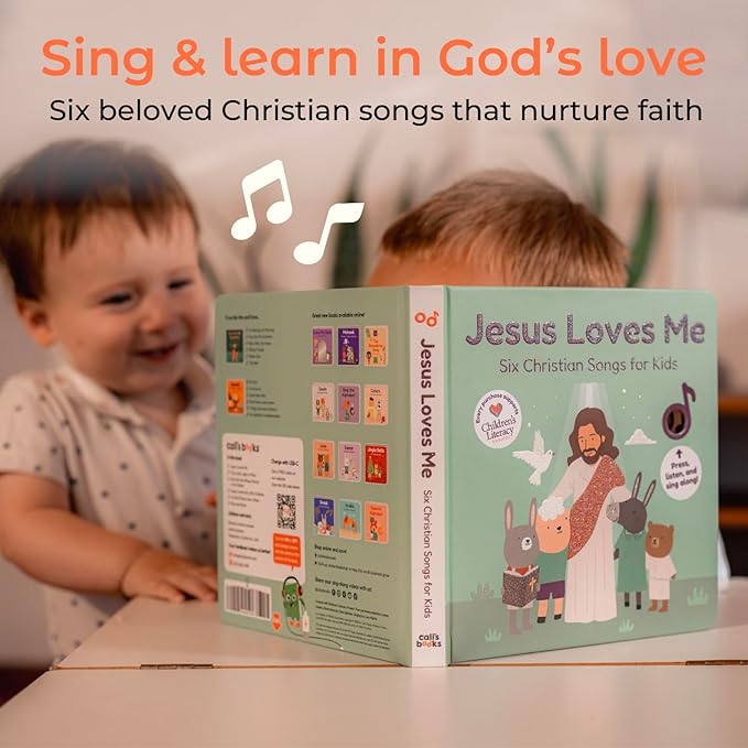 Cali's Books Jesus Loves Me Music Book Toddlers 1-3 Years Old - Christian Musical Book, Headphone Jack, Interactive Baby Sound Book, Singing Toy Children Girls Learning Song Toy Toddler Boys