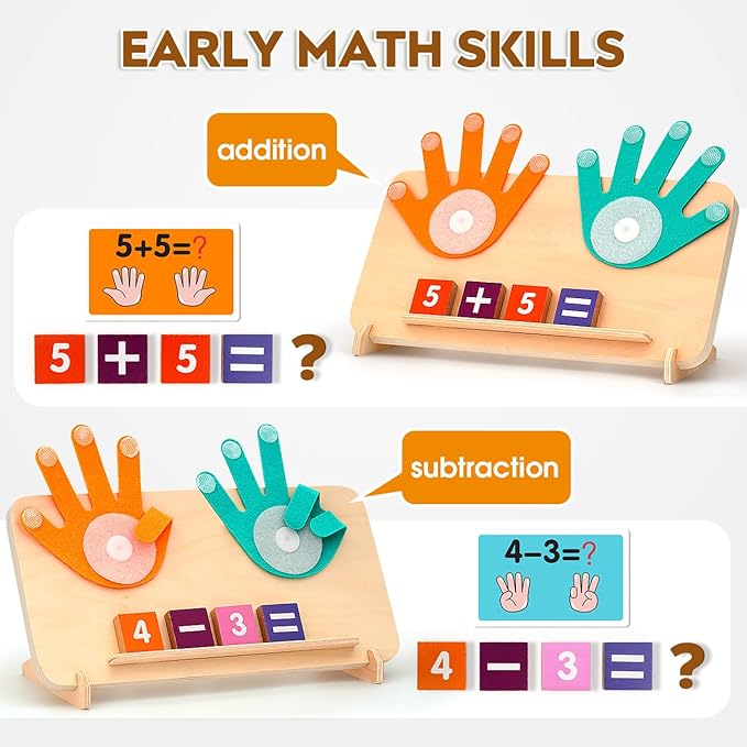 Educational Toys for 3-5 Year Old, Double-Sided Math Manipulatives Number Counting Blocks Writing Practice Board for Kids, Preschool Learning Toys for Toddlers 2-4 Years Christmas Montessori Gifts