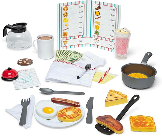 Melissa & Doug Star Diner Restaurant 41-Piece Play Set with Toy Food, Cookware & Play Kitchen Accessories, Preschool Learning Toys for Girls & Boys 3+