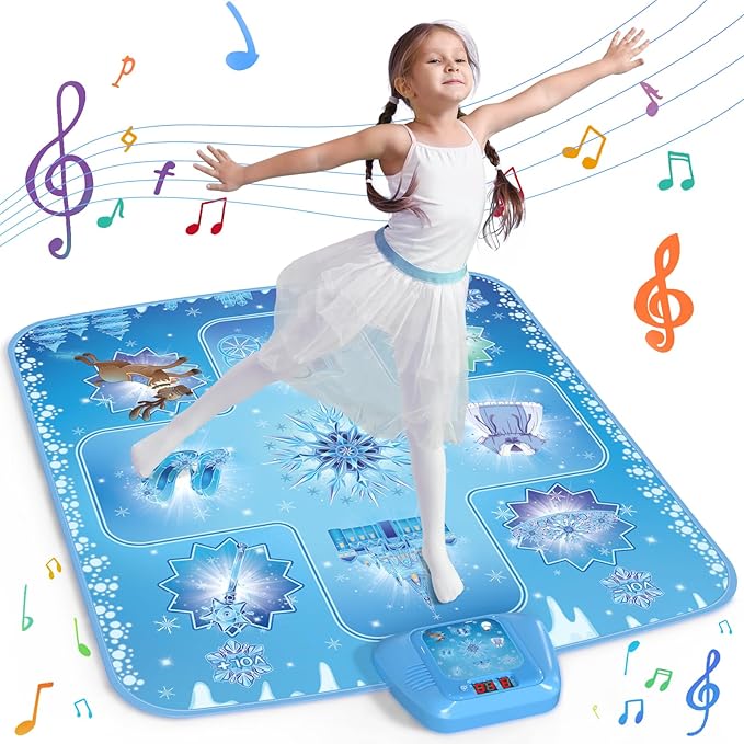 GirlsHome Dance Mat - Frozen Toys for Girls Electronic Dance Pad with 5 Game Modes, Built-in Music, Touch Sensitive Light Up LED Kids Musical Mat, Christmas & Birthday Gift for Girls 3-13