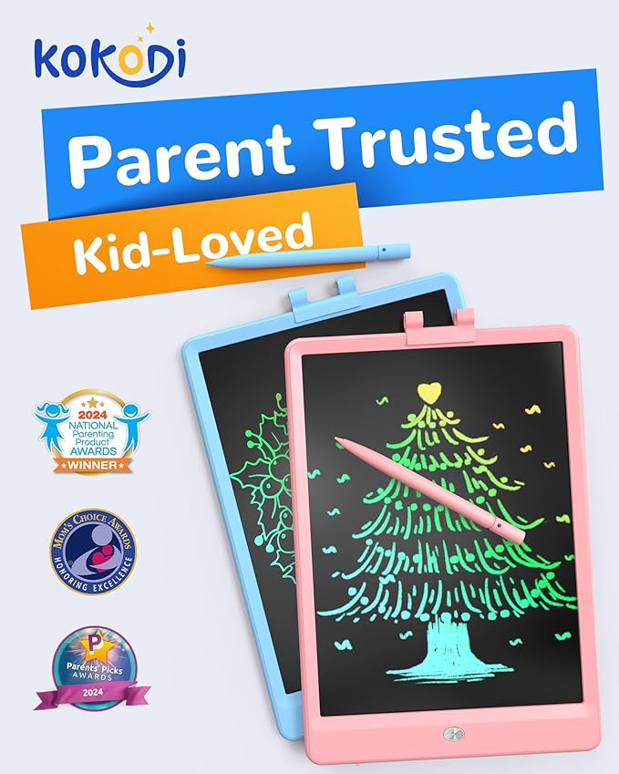 KOKODI LCD Writing Tablet,Gifts for 3 Years Old Boys and Girls,10 Inch Colorful Doodle Board Drawing Tablet, Erasable Reusable Electronic Drawing Pads, Educational and Learning Toy for Kids