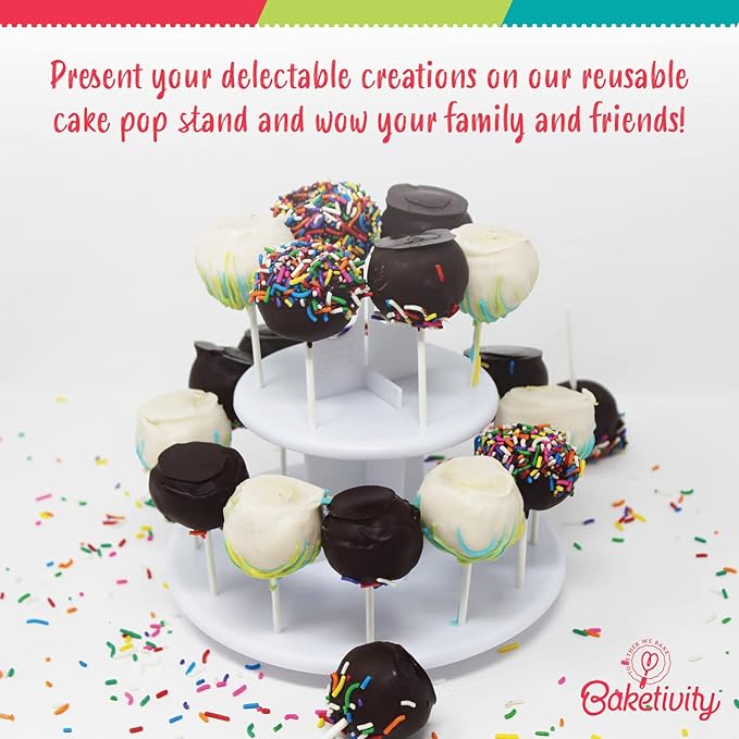 Cake Pop Kit by Baketivity | No Mold or Maker Needed | Cake Pop Stand and Baking Kit | Arts and Crafts for Kids Baking Sets | Kosher