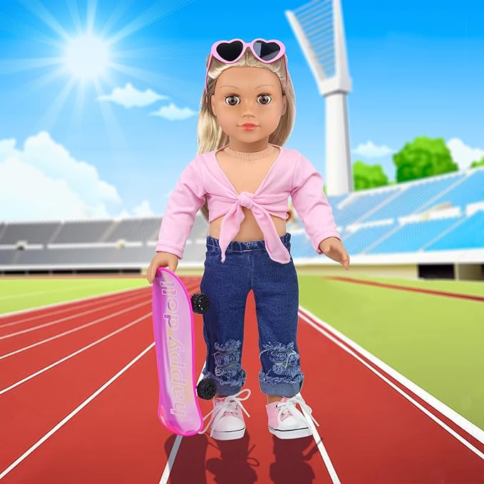 ZITA ELEMENT 18 Inch Girl Doll Scooter Skateboard Clothes and Accessories - 18 Inch Doll Clothes Set Sport Shoes Scooter and Other Outdoor Sport Stuff