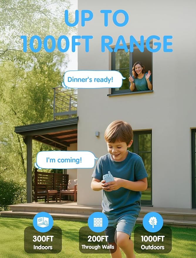 Walkie Talkie for Kids with Video: 2 Pack Rechargeable Toddler Toys with HD Camera & Voice Changer, Long Range Gift Toys for Boys & Girls Ages 3-8 for Outdoor Play, Camping, Travel, Hiking (Blue-Blue)