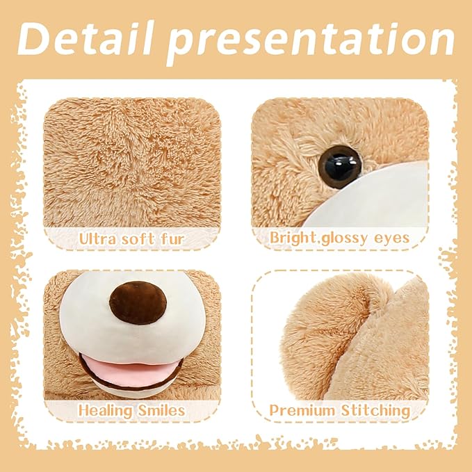 MaoGoLan Big Stuffed Animal - 6 Feet Giant Plush Teddy Bear - Adorable and Fluffy Jumbo Teddy for Girlfriend, Boyfriend, Wife - Brown