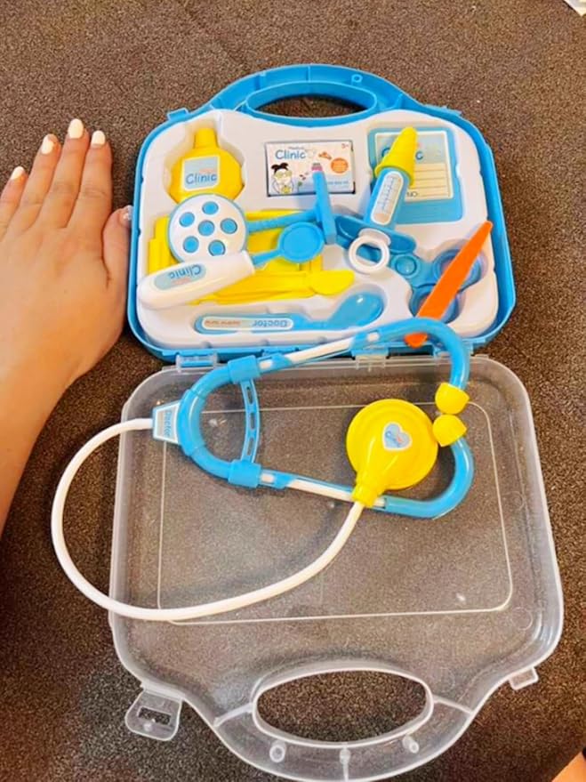 Toddler Doctor Kit - 12 Pieces & Carry Case - Dr Pretend Play Medical Toys, Kids Doctors Play Set for 3-5 6-8 Year Old Boy (Blue)