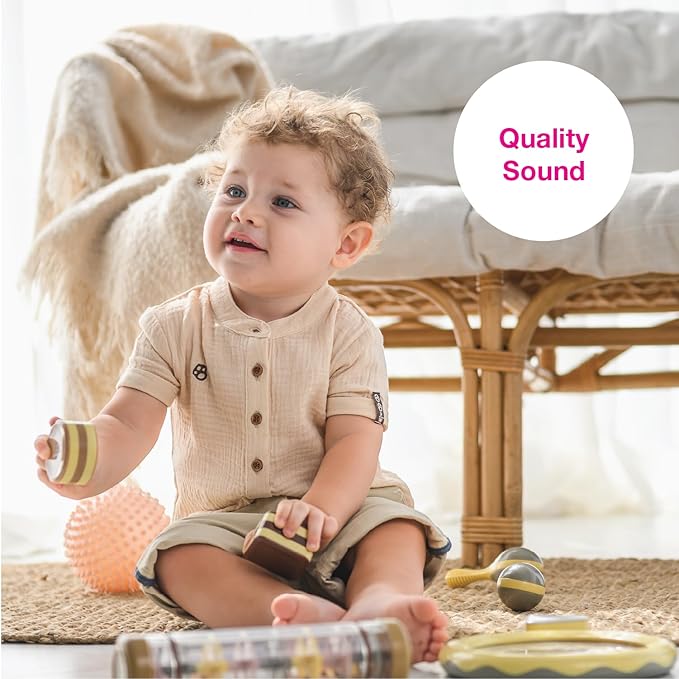 Edushape My First Shakers Boho Chic Basic Shapes - Baby Maracas with Soothing Sound - Musical Egg Shakers for Babies - Grasping and Teething Rattle Toys - Enhances Tummy Time, Sensory Development