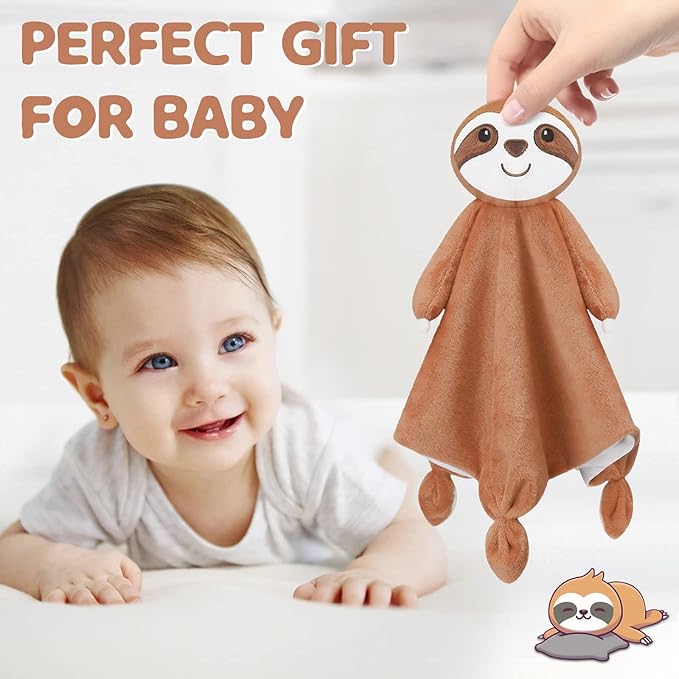 Pro Goleem Sloth Security Blanket Soft Lovey for Babies Boys and Girls Newborn Lovie Infant Blankie Sloth Baby Snuggle Toy Stuffed Animal Baby Gifts 14 Inch