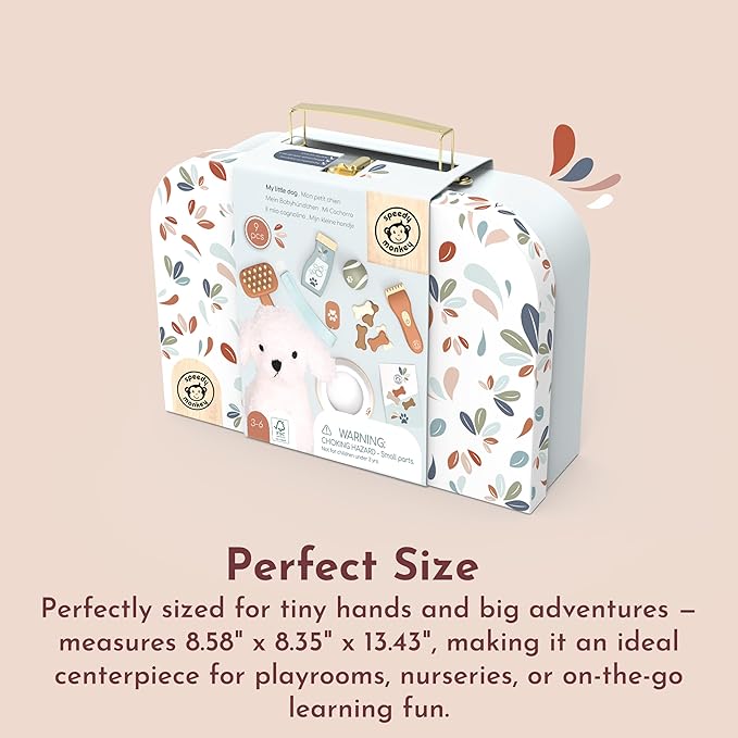 Speedy Monkey My Little Dog Care Suitcase – Includes Plush Dog, Accessories, Snacks, Bowl, Collar & Brush – Perfect Toy for Pretend Play, Travel Adventures, and Pet Care Fun – Ages 3-6 Years