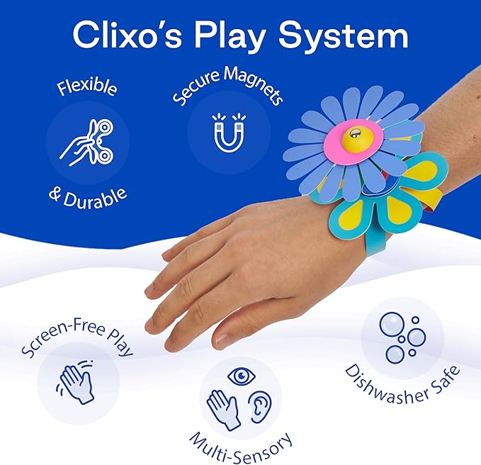 Clixo Sparkle Pack – 34-Piece Magnetic Building Set with Holographic Patterns | Create Necklaces, Bracelets & Headpieces | Flexible STEAM Toy for Kids Ages 6+