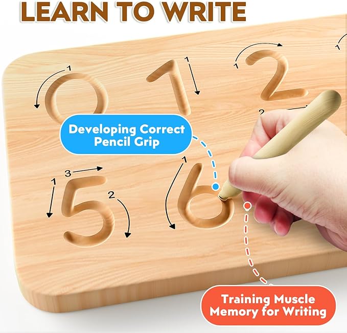 Educational Toys for 3-5 Year Old, Double-Sided Math Manipulatives Number Counting Blocks Writing Practice Board for Kids, Preschool Learning Toys for Toddlers 2-4 Years Christmas Montessori Gifts