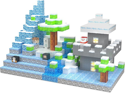 Magnetic Blocks - 138 PCS Magnetic Building Blocks Set with 3 Light-Up Blocks, STEM Construction Cubes Toys for Kids, Toddler Sensory Stacking Toys, Christmas Birthday Gift for Boys and Girls Ages 3+