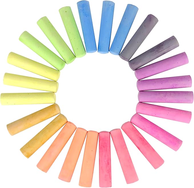 Kid Made Modern Non Toxic Sidewalk Chalk Bucket (24 Count) - Washable Colored Chalk Bulk Set for Kids and Toddlers Outdoor Games