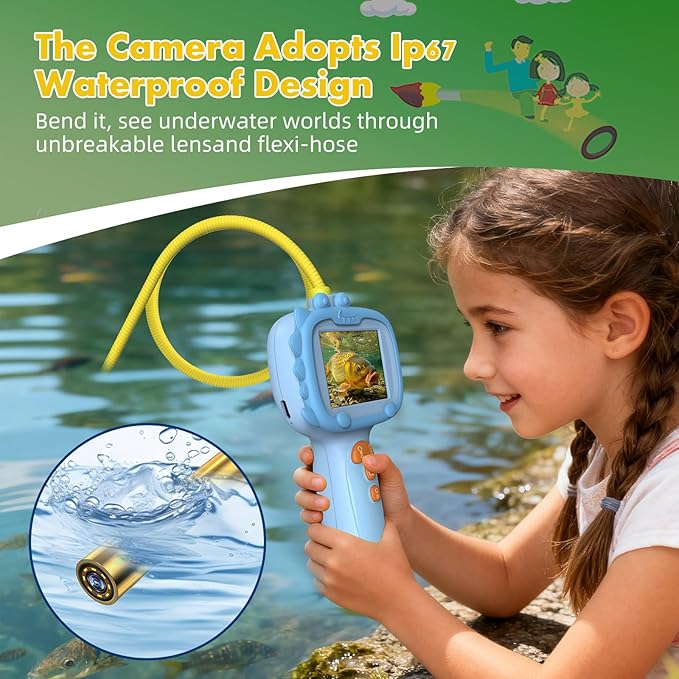 Borescope Camera with Light for Kids | STEM Science Educational Toy for 4 5 6 7 8 9 10 12 Years Old Boys & Girls | Birthday Gift for Outdoor Adventures & Nature Discovery(Blue)