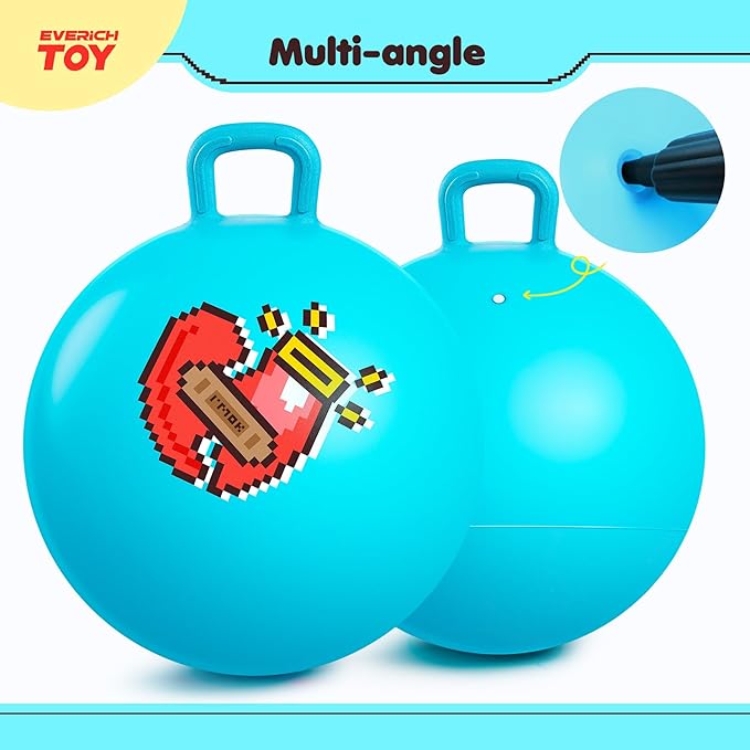 EVERICH TOY Hopper Ball for Kids 4-8, 18In Ride On Bouncy Balls with Handle, Blue Inflatable Christmas Hopping Toys Gifts for Girls Boys, Indoor Outdoor Active Play Toys