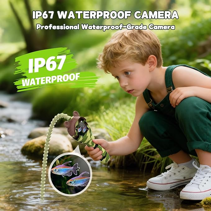 Borescope Camera Toy with Photo and Video, Snake Scope Kids Camera Microscope with Light for Outdoor Camping Nature Exploration, STEM Science Toy for Boys Girls 4 5 6 7 8 9 Christmas Birthday Present