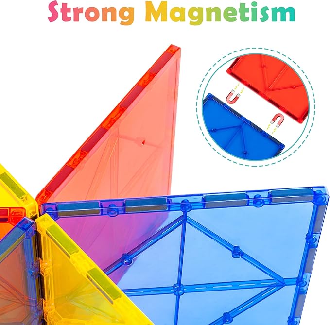 Gemmicc 6 PCS Large Magnetic Tiles,Jumbo Magnet Base Plates,STEM Magnetic Building Blocks for Kids Boys Girls