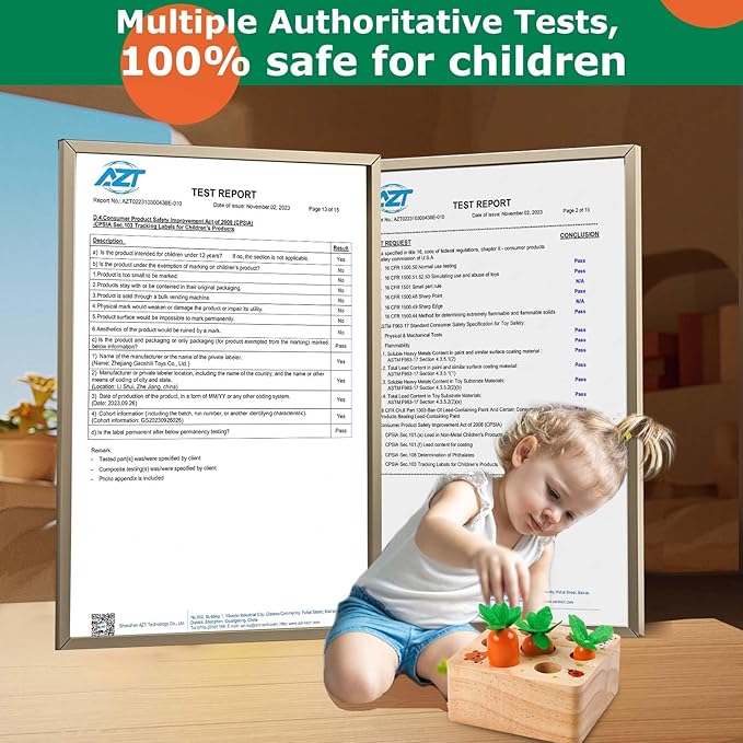 Montessori Toys for 1 Year Old, Montessori Baby Carrots Toy for 6-18 Months, Educational Wooden Carrot Harvest Game for Shape Sorting & Easter Toys, Birthday Easter Gifts for Babies Boys Girls