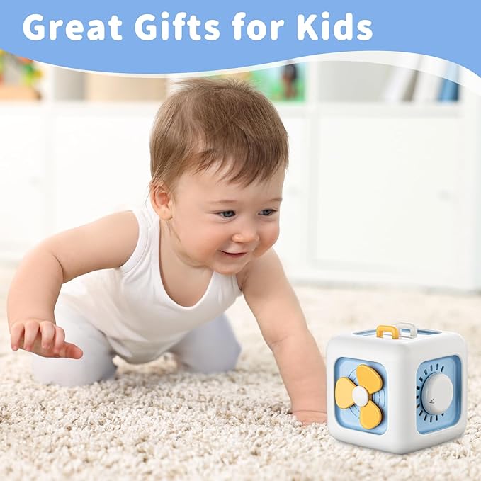 Busy Cube Toy for 1 Year Old, Montessori for 1+ Year Old, Travel Toys for Toddlers 1-3, Learning Fine Motor Skills| Birthday Gifts for 12 Months Stocking Stuffers