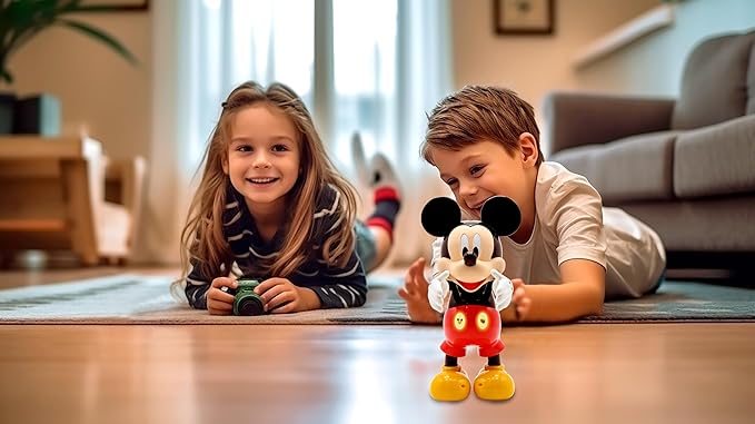 LEXiBOOK - Disney - Bilingual Mickey Robot - English/Spanish, 100 Educational quizzes, Light Effects, Dance, programmable, Articulated, Black/red - MCH01i2