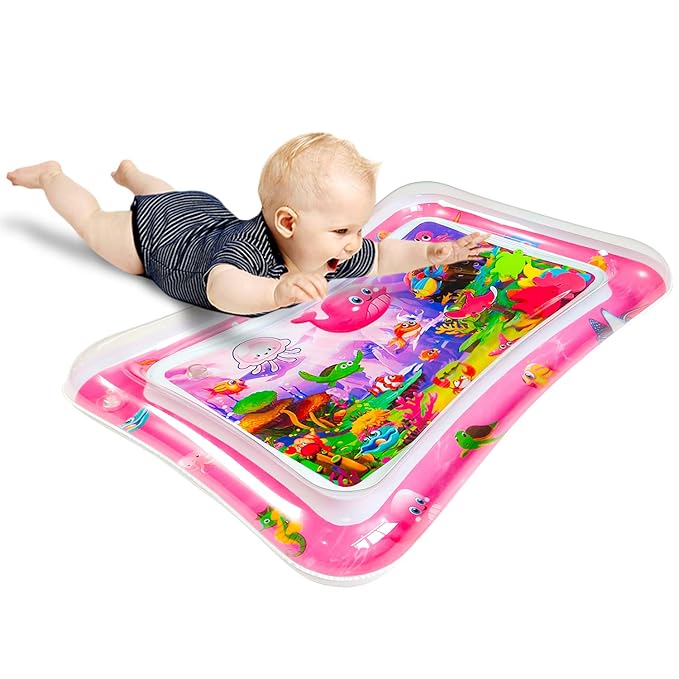 ZHUYNXIR Tummy time Water Play mat, Baby Water Play Mat for Kids and Toddlers Baby Toys for 3 to 24 Months, Strengthen Your Baby's Muscles, Pink 27.5x20 in.