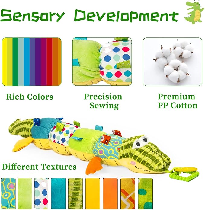 Jollybaby Baby Toys, Tummy Time Baby Toys 6-12 Month with Rattles, Crinkle, Newborn Musical Toy for Infant 0 3 6 9 12 Months Boys & Girls-Alligator